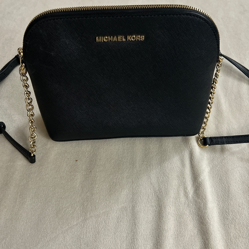 Michael Kors Black Crossbody with Gold Chain